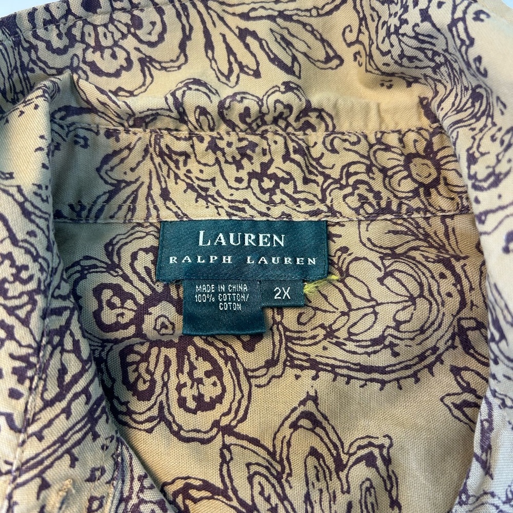 Ralph Lauren Tan and Brown Paisley Button-Down Shirt - Picture 3 of 10